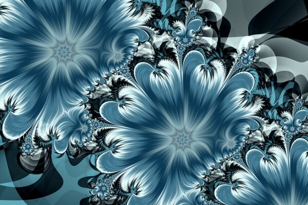 Abstract 3D flowers of blue flower