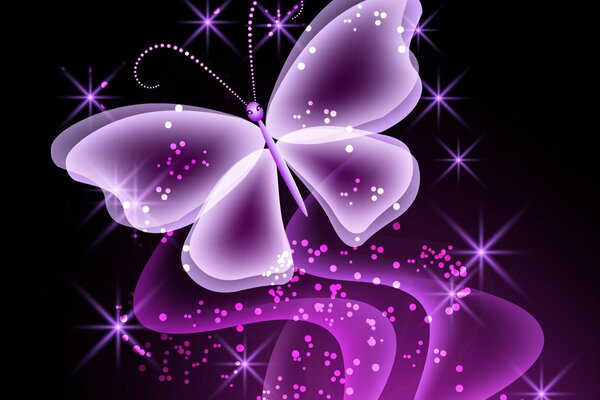 Funkelnder Schmetterling im Neonlicht