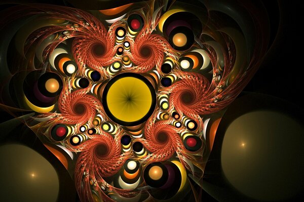 Abstraction of multicolored circles and spirals