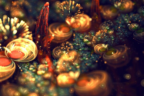 Various patterns, some of which glow