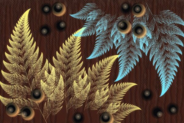 Fern leaves on a brown background