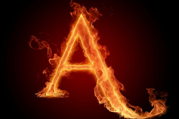 Lettera lettera A in fiamme