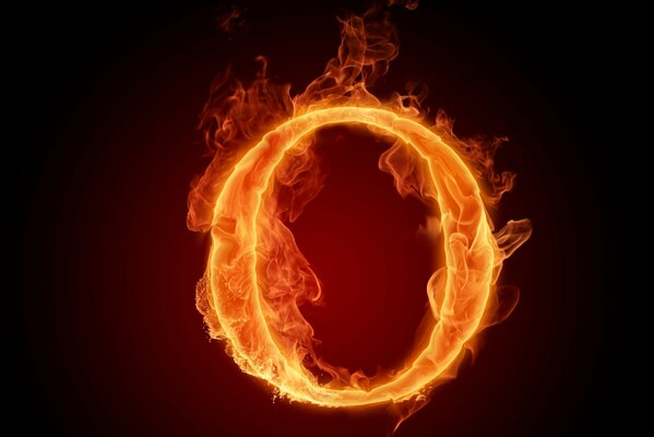 The letter O blazing in the fire