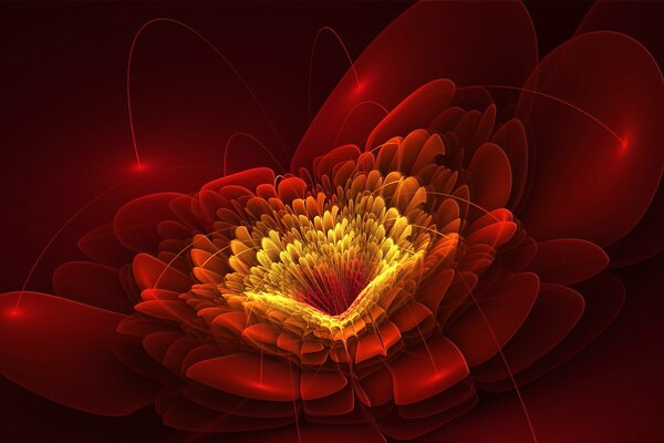A fiery flower in the form of an abstraction