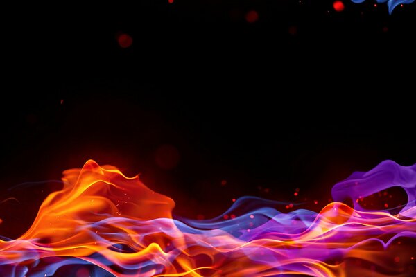 Fiery flame on a black background