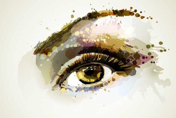 Color watercolor drawing of the eye