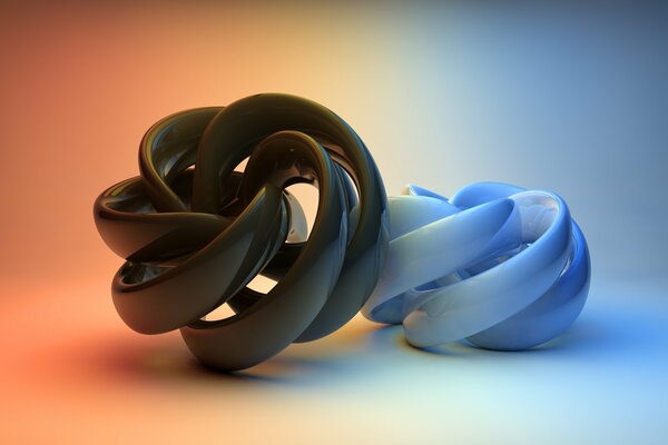 Locken auf hellem Papier in Schwarz und Blau