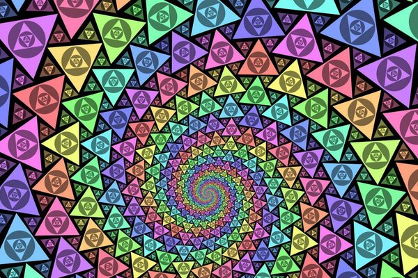 Spirale composta da triangoli multicolori