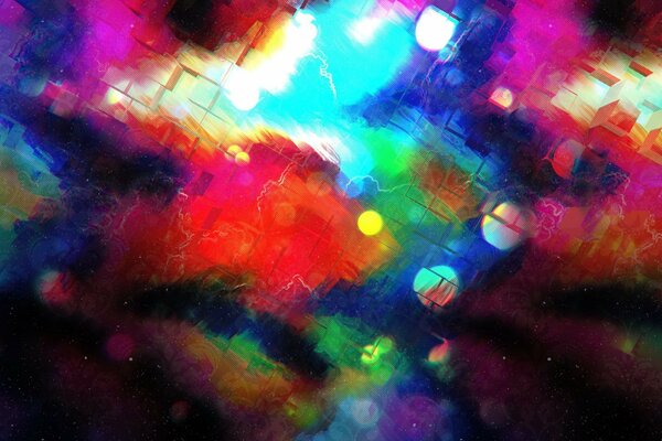 Mehrfarbiger Hintergrund mit Bokeh-Effekt und Würfeln