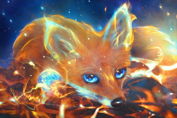 Renard roux sur le feuillage d automne