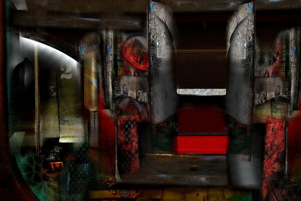 Abstraction couleur gris-rouge forme