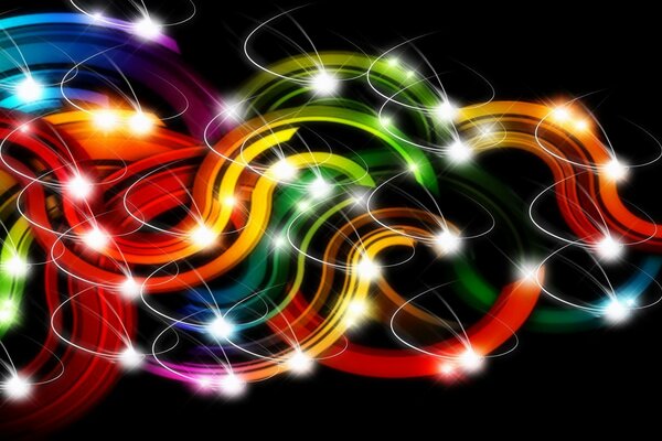 Multicolored lines curls and stripes