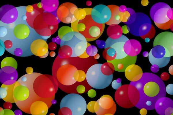 Un sacco di palline colorate grandi e piccole