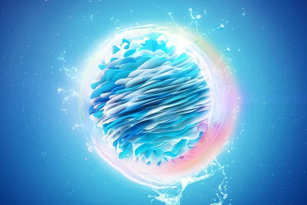 The ball in the water is blue