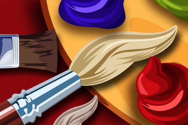 A screensaver for an artist with an image of a palette and brush