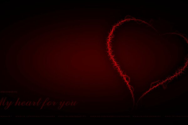 Romantic wallpaper with a heart and an inscription