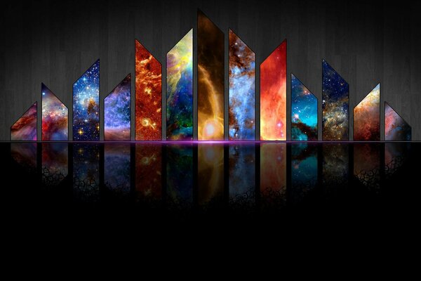 Variété de pièces de l espace sur fond sombre