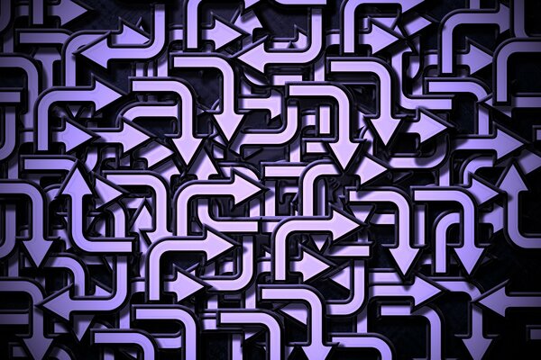 The arrows are purple on dark paper