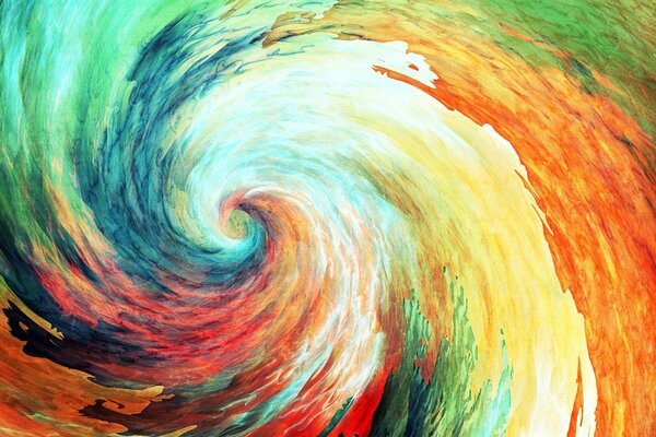 Multicolored drawing in the shape of a funnel