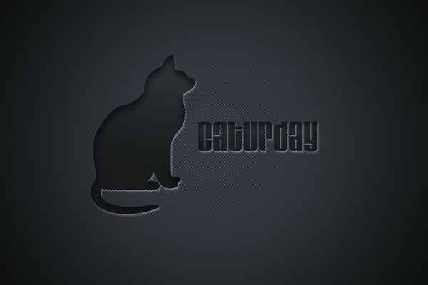 Logo Caturday z kotem na ciemnym tle.