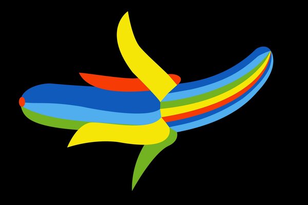 Banana arcobaleno su sfondo nero