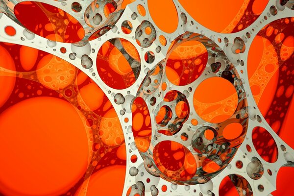 Orangefarbene Kreise mit grauen Formen