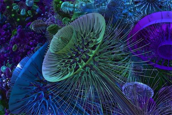 Volumetric 3 d ,, structure, flower-like pattern