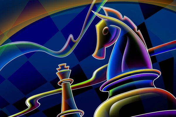 Scacchi al neon con linee chiare
