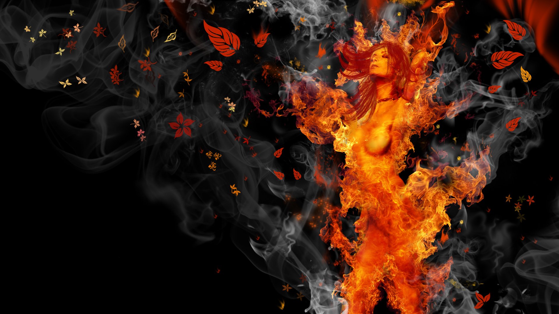 photoshop fire girl