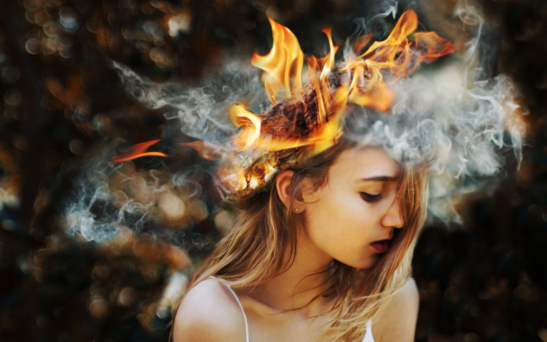 girl fire abstract