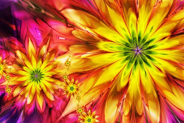 Colorful bright abstract flowers