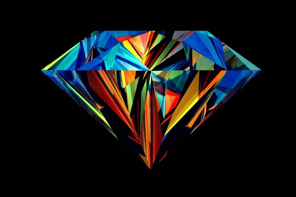 Multicolored diamond on a dark background