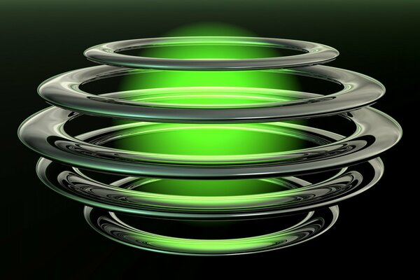 Circles with green glow on a black background