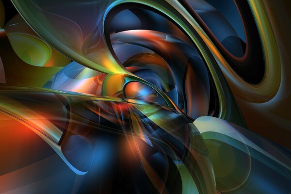 Abstract color waves with swirls