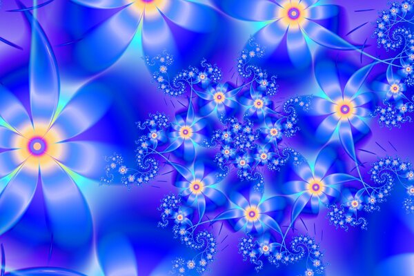 Flowers kaleidoscope bright colored background