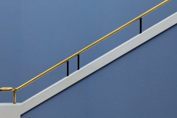 The background of the handrails of the stairs, blue