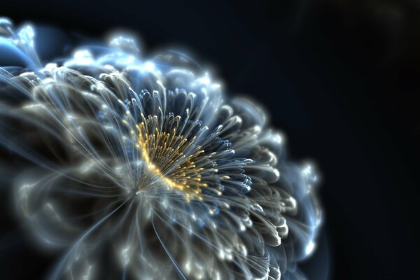 Abstract neon flower on dark background