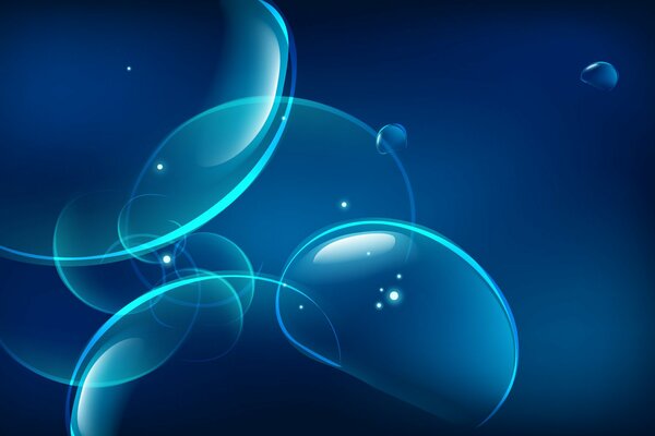 Abstraction with blue soap bubbles