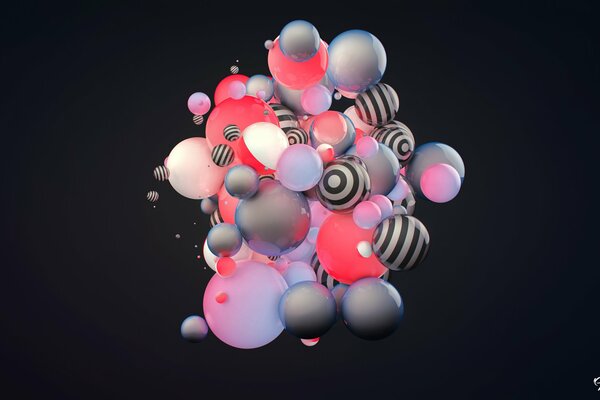 Abstraction de boules avec des rayures colorées