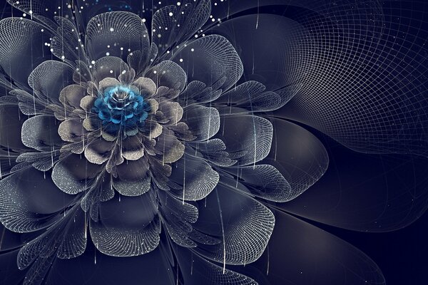 Dark floral art of symmetrical flower