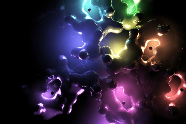 Multicolored blots on a purple background