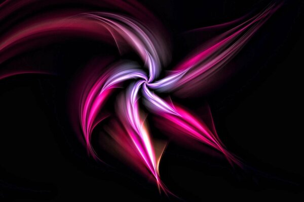 A bright flower on a black background. Drawing abstraction