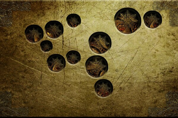 Abstraction of circles on a brown background