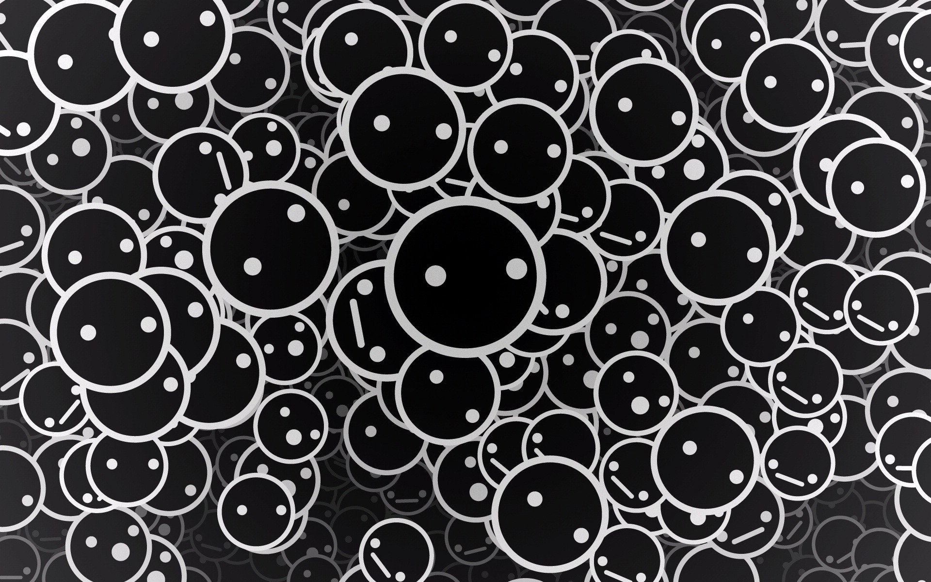 smileys cercles fond noir