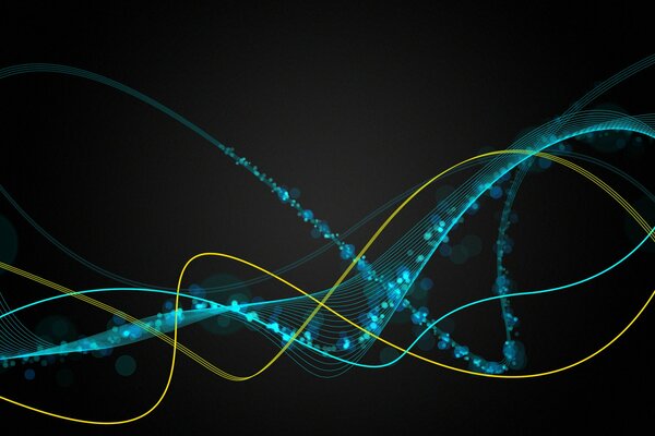 Фон желтые и голубые линии и волны