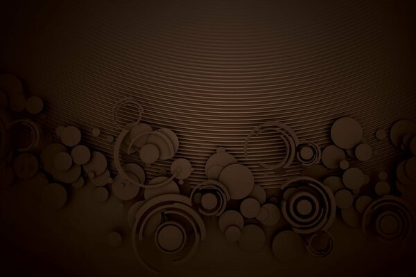 Patterns in the form of circles on a chocolate background