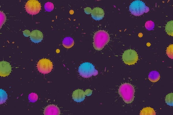 Multicolored blots with drops on the background