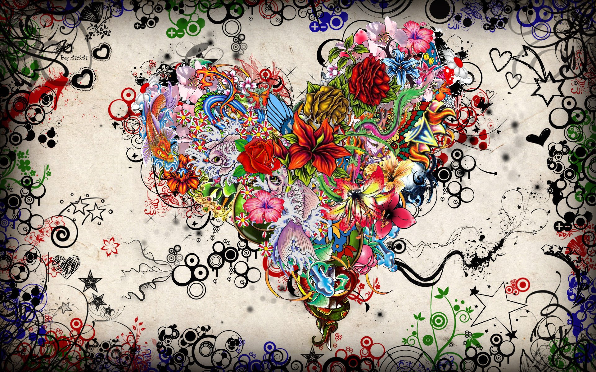 flores corazón emociones colorido
