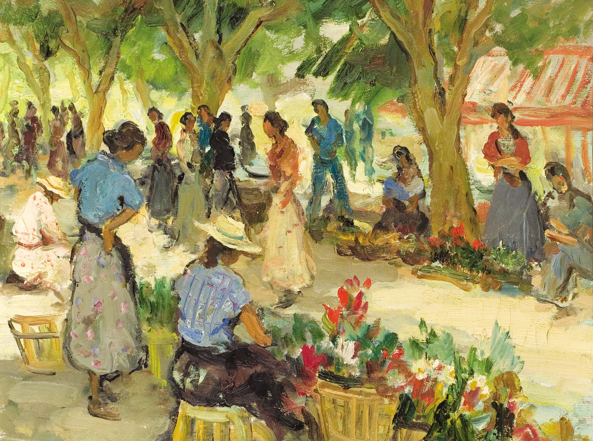 marcel dif mercato dei fiori a cannes pittura genere persone alberi fiori