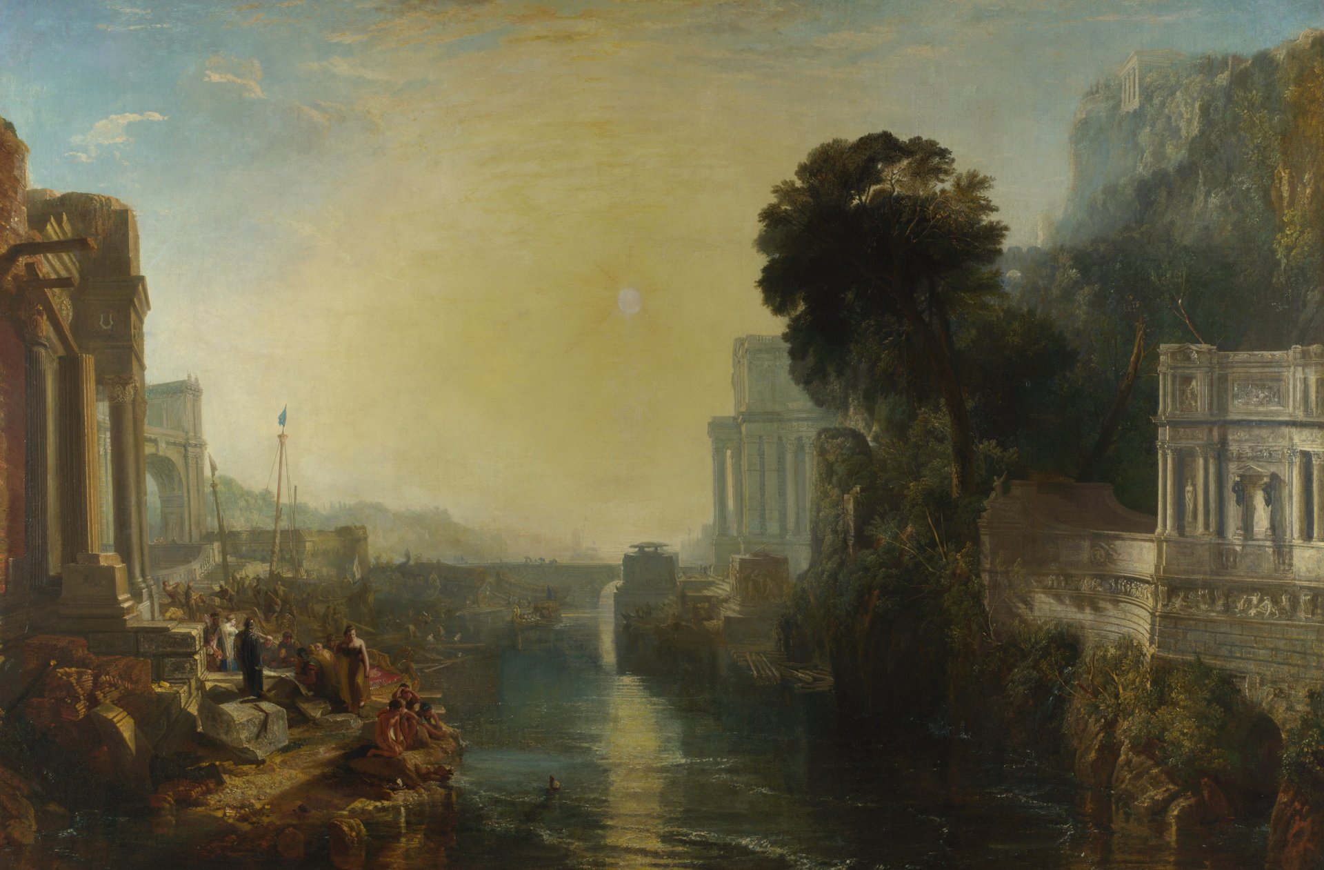 william turner didon construction carthage peinture paysage mythe rivière pont